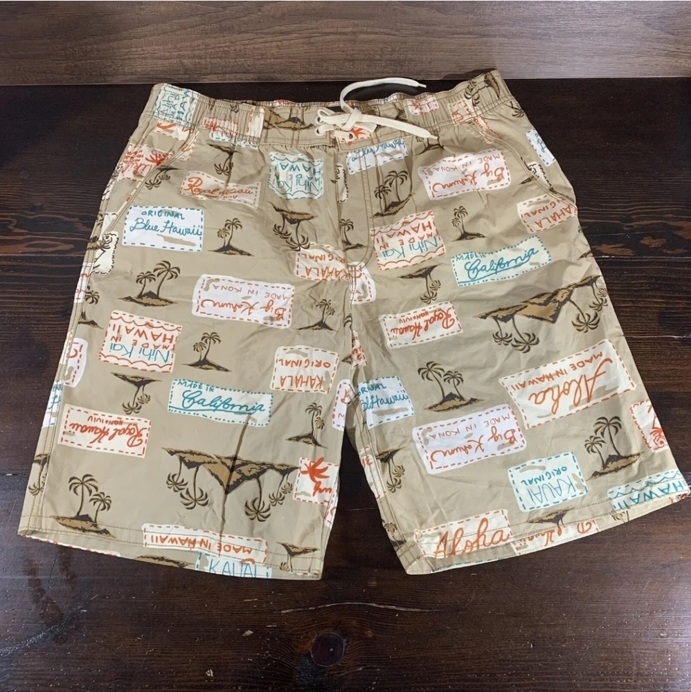 Hawaiian Palm Tree Sail Big Khulna Mens Swim Trunks Shorts Size…